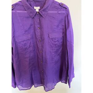 Chico's Women's Purple Namie/Cotton Shirt - Size 3